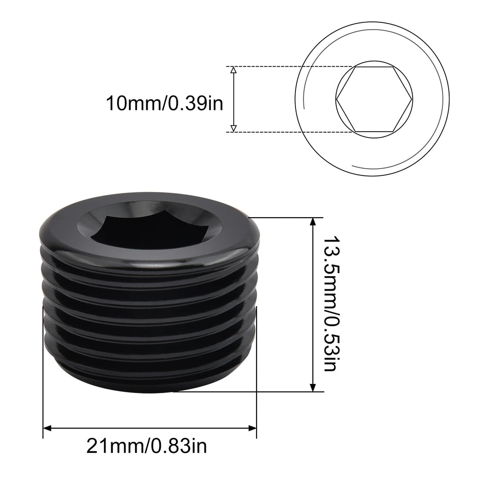 EVIL ENERGY half-NPT aluminum plug with hex key installation, reliable seating