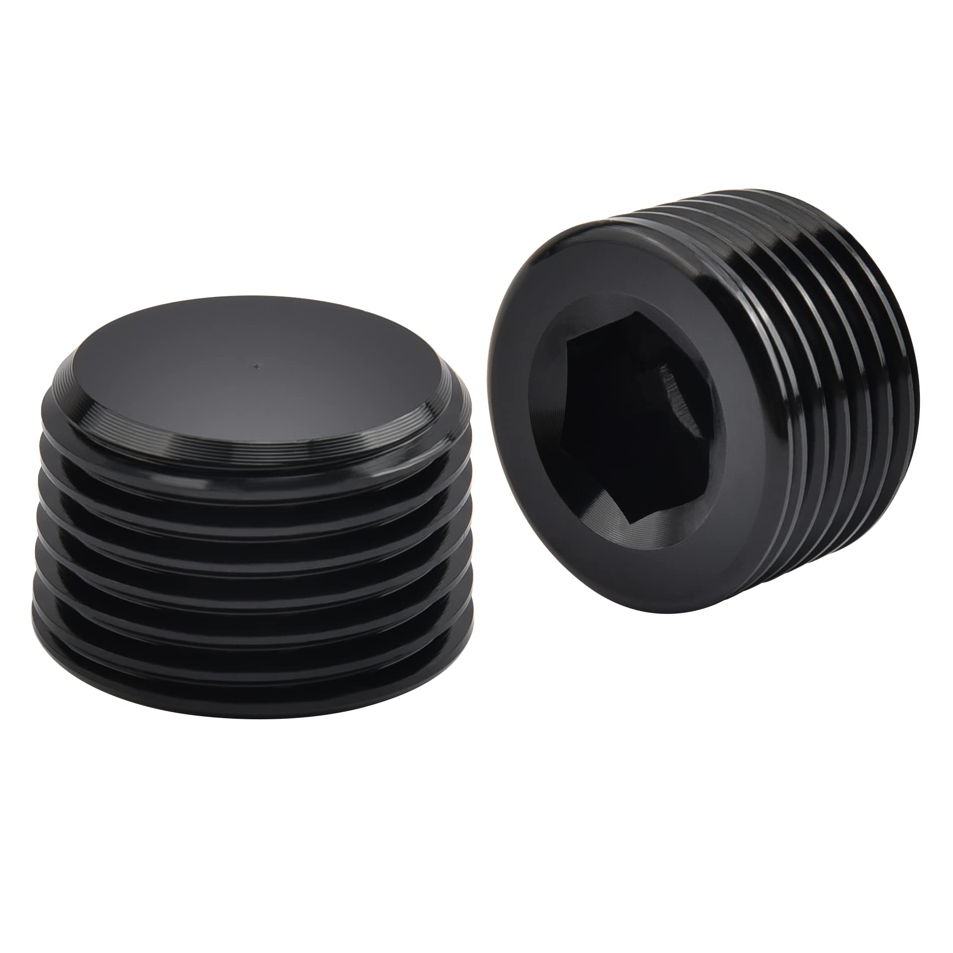 EVIL ENERGY half-NPT aluminum plug with Allen head, side view for easy insertion
