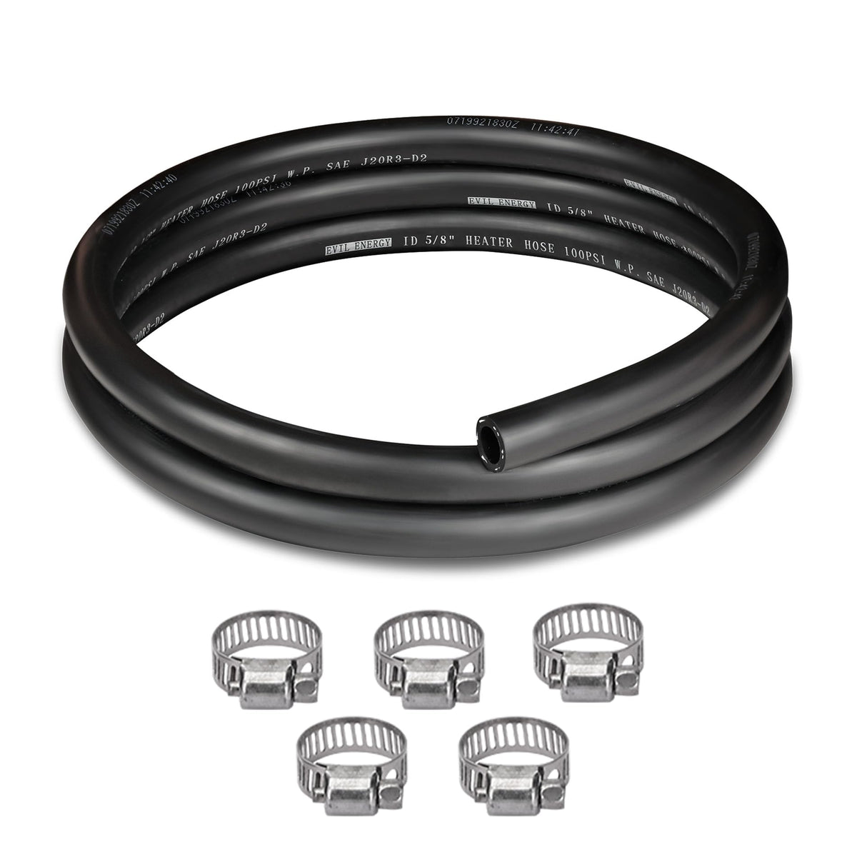 EVIL ENERGY heater hose 5/8 inch ID showing 5ft length for coolant systems.