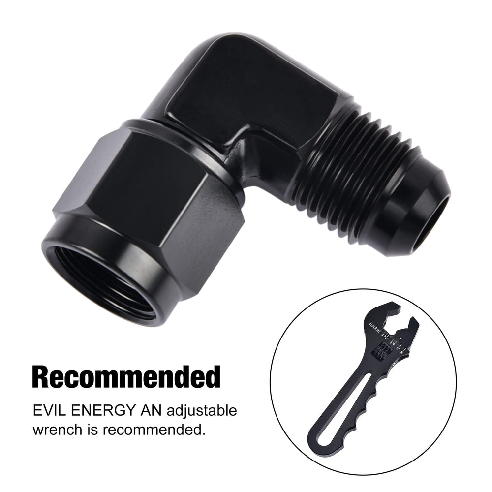 Evil Energy swivel 6AN fitting designed for high-pressure lines up to 1,500 PSI.