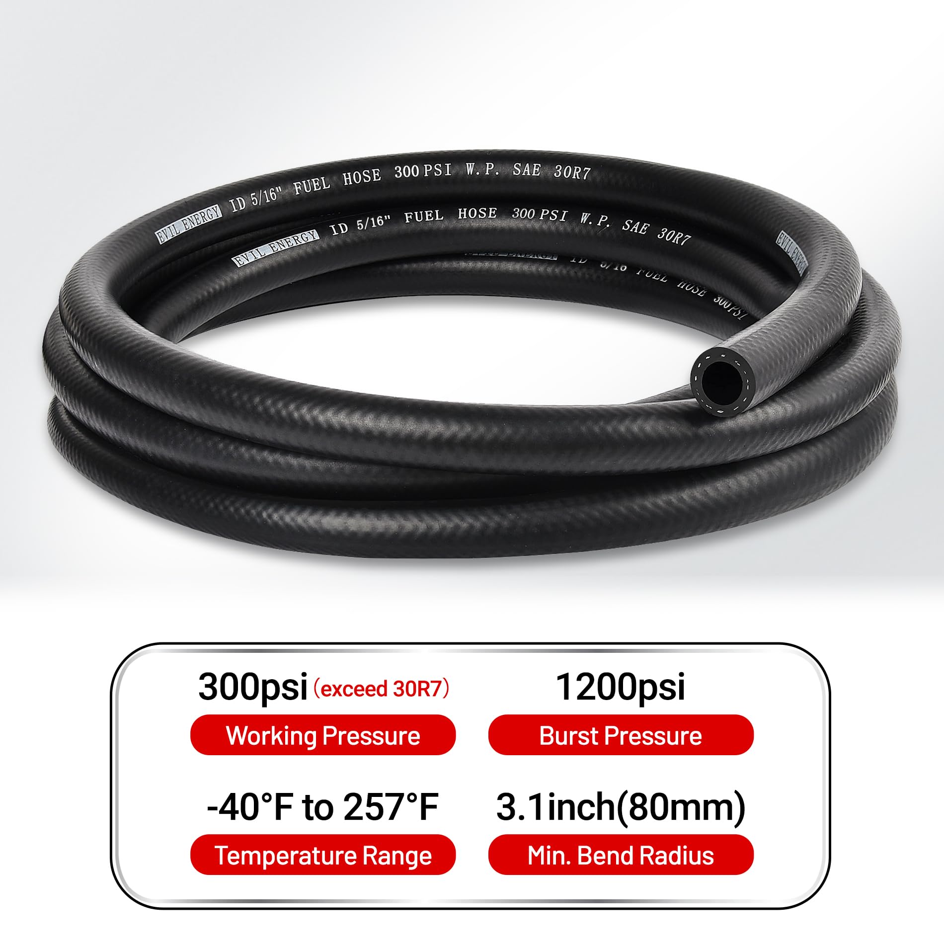 EVIL ENERGY hose wall thickness 3mm indicates strong, reliable sealing.