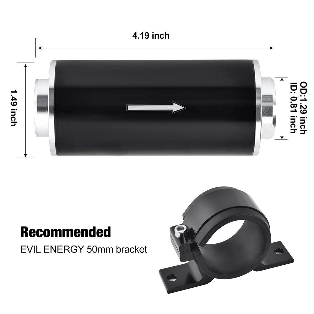 EVIL ENERGY inline fuel filter with 8AN adapter for diverse high flow setups