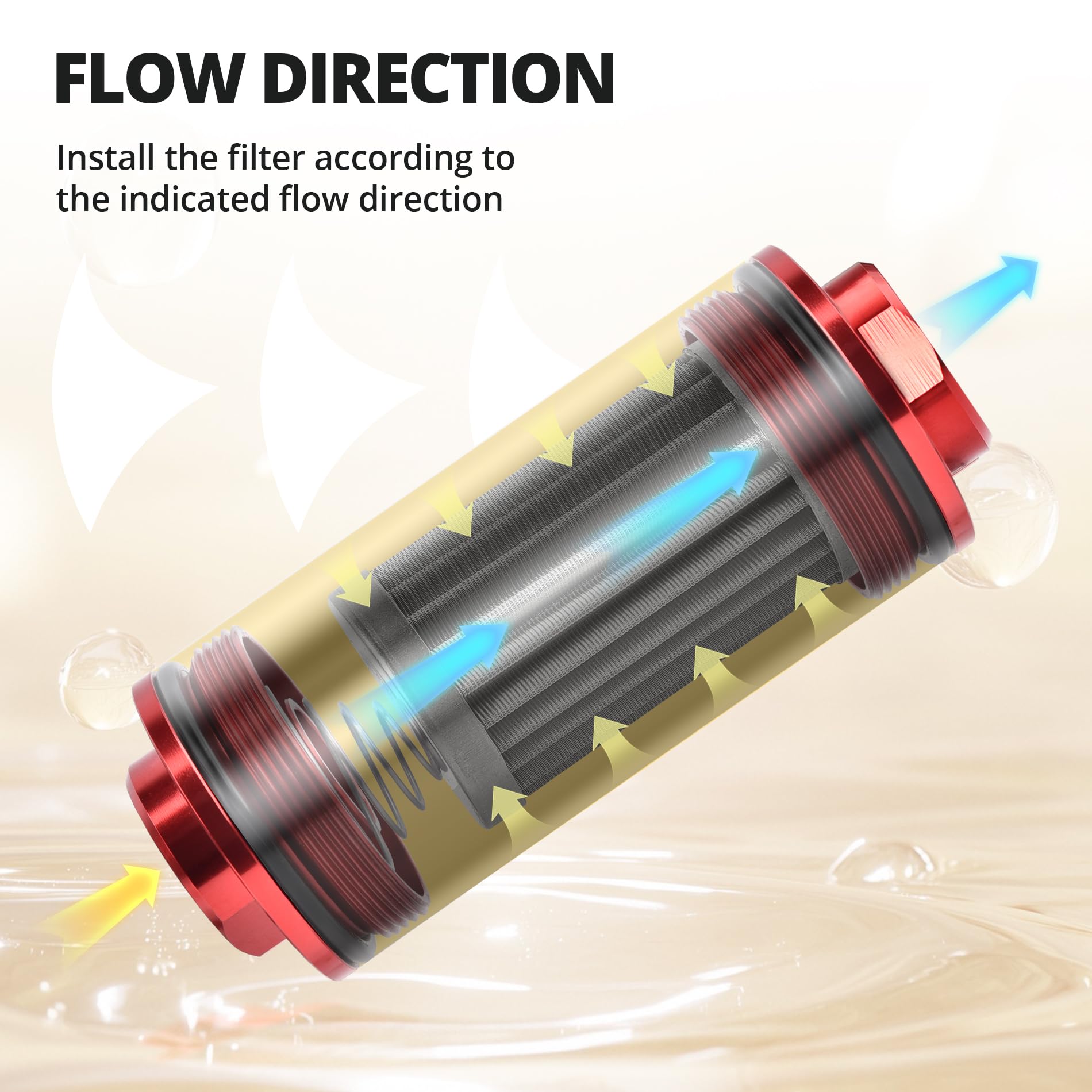EVIL ENERGY inline fuel filter 6AN adapter offers versatile connection options.