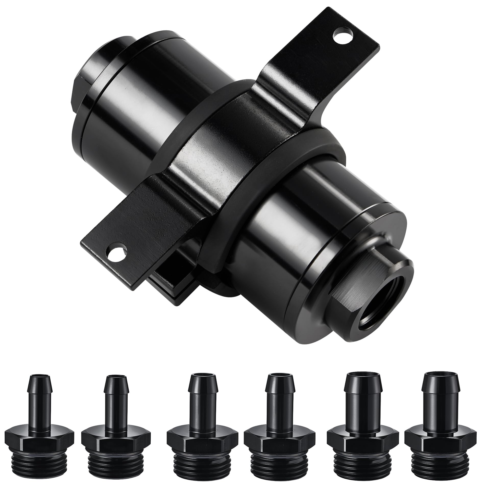 EVIL ENERGY inline fuel filter front view for durable gasoline and diesel filtration.