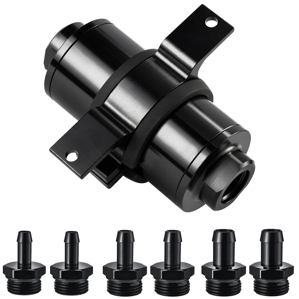 EVIL ENERGY inline fuel filter front view for durable gasoline and diesel filtration.