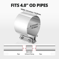 EVIL ENERGY lap joint band clamp connects exhaust components without welding.