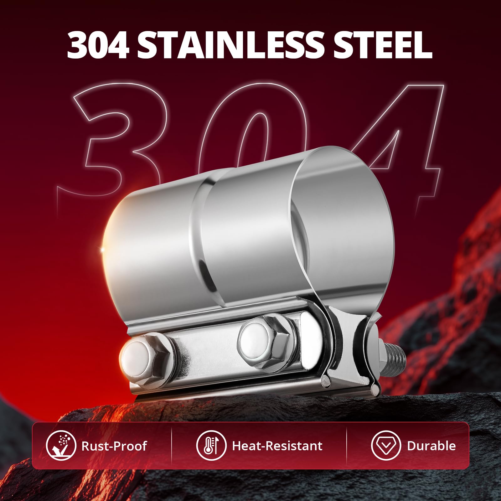 EVIL ENERGY lap-joint clamp assembly shows no-weld installation option for retrofit projects.