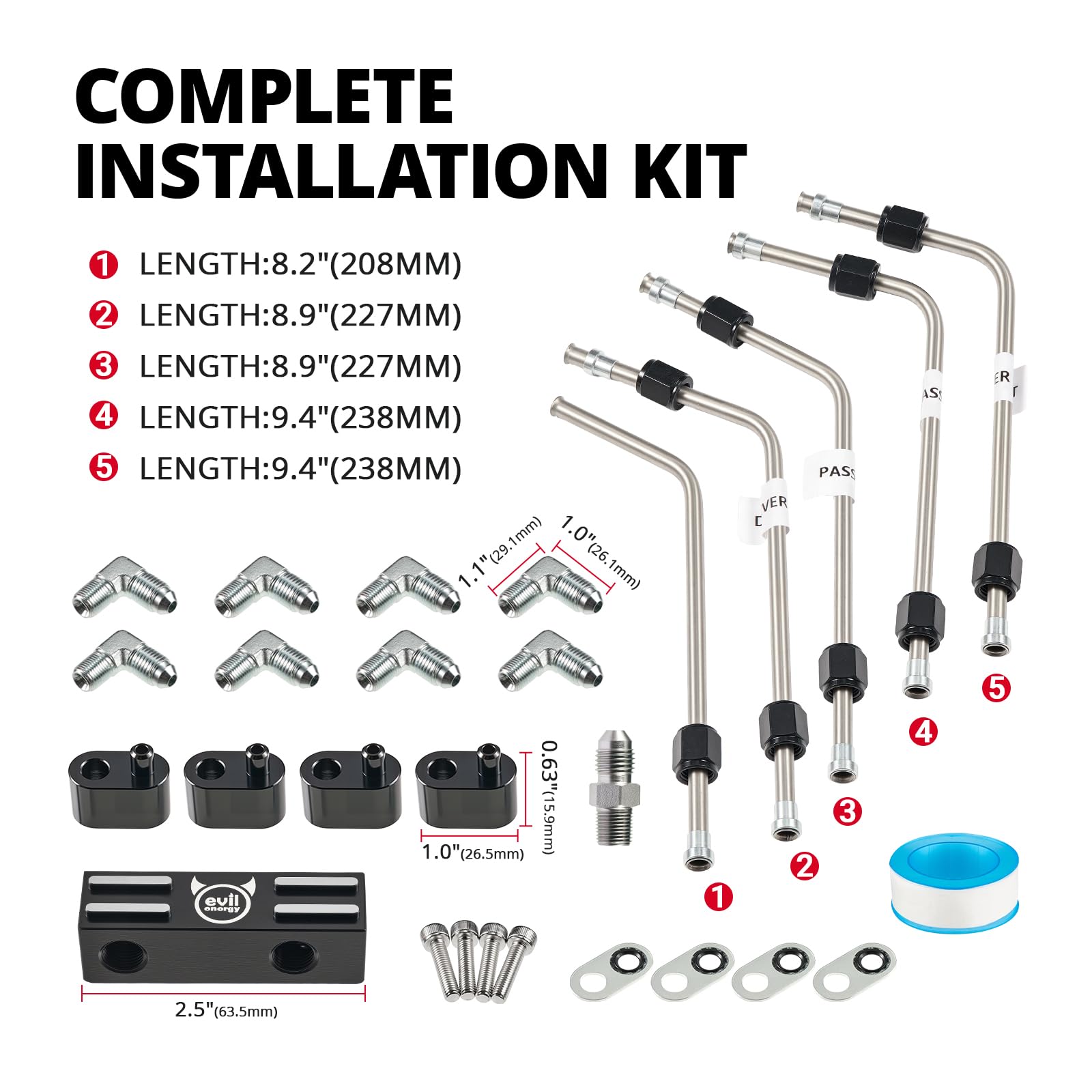 EVIL ENERGY LS steam vent kit labeled installation tubes being prepared