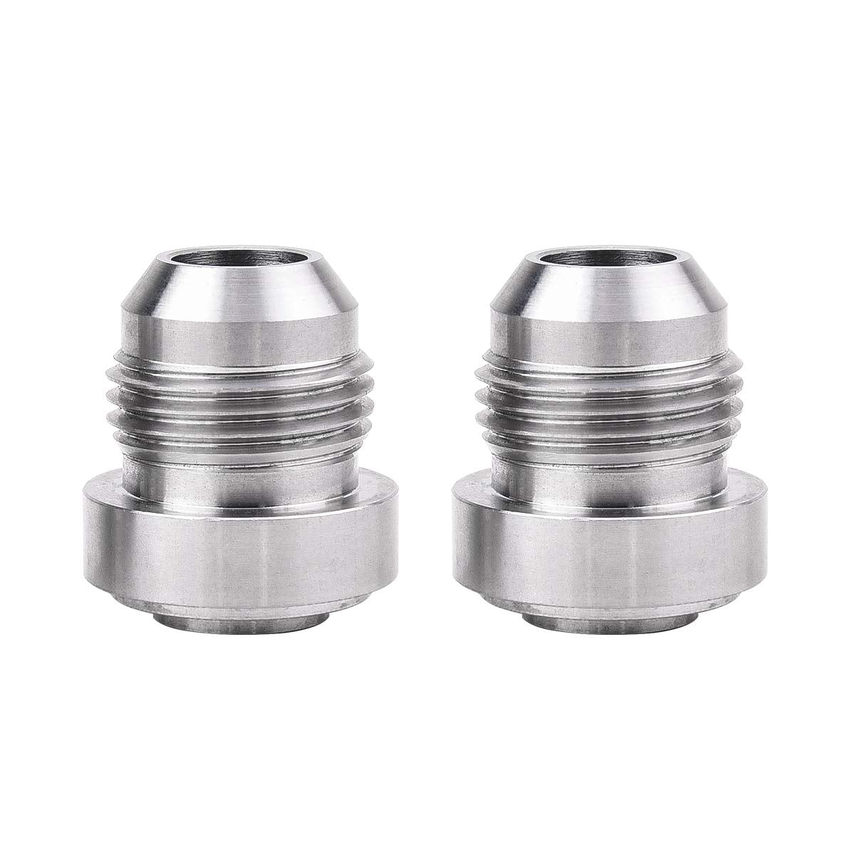EVIL ENERGY 8AN weld-on bung fitting in 304 stainless steel, two-piece set.