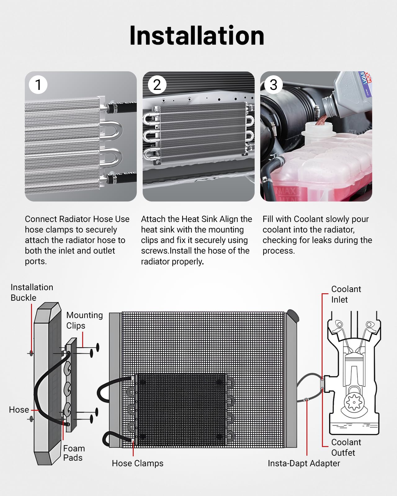 EVIL ENERGY universal cooler fits many vehicles with 5/16 inch lines.