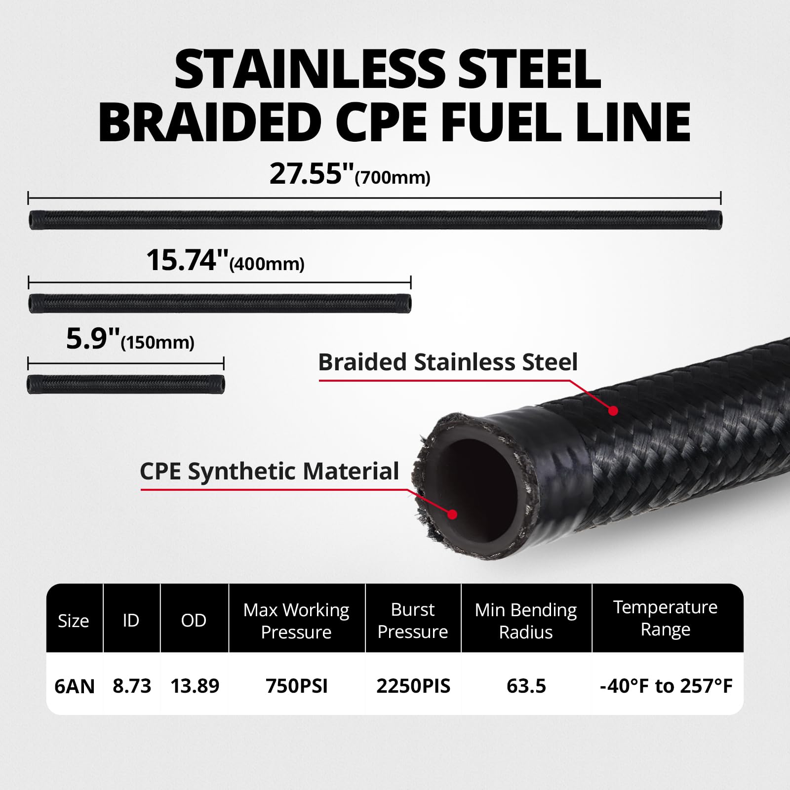 EVIL ENERGY nylon outer braid fuel line supports durable, high-pressure lines.