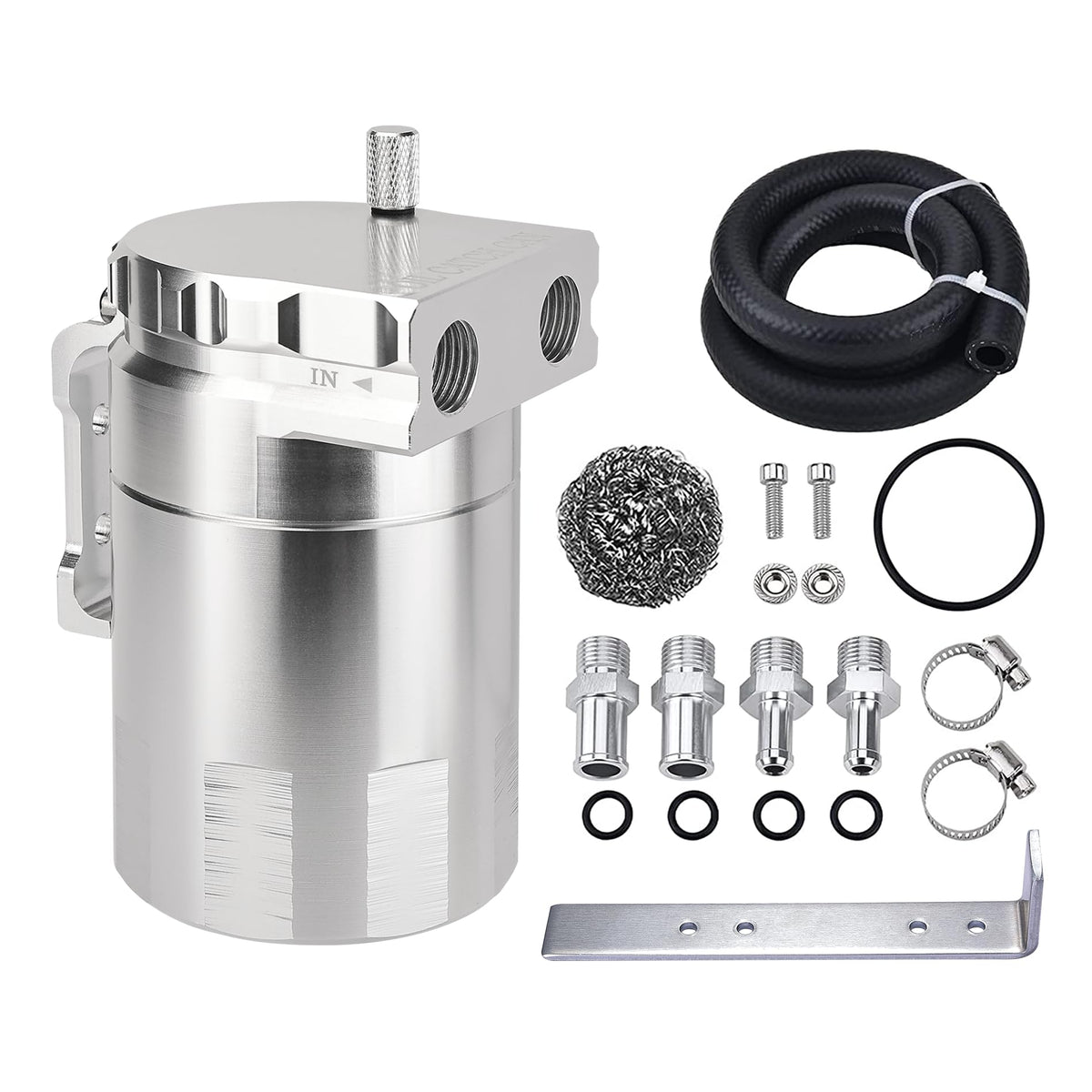 EVIL ENERGY oil catch can with baffle design traps moisture for cleaner engine airflow.