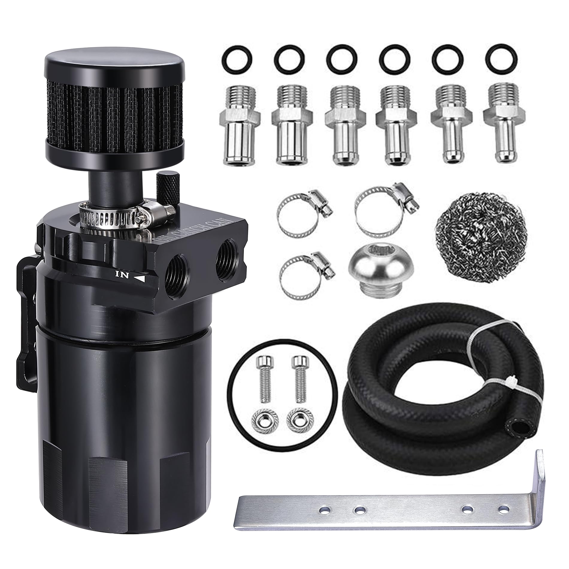 EVIL ENERGY oil catch can front view with compact 300ml aluminum body