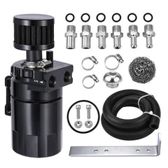 EVIL ENERGY oil catch can front view with compact 300ml aluminum body