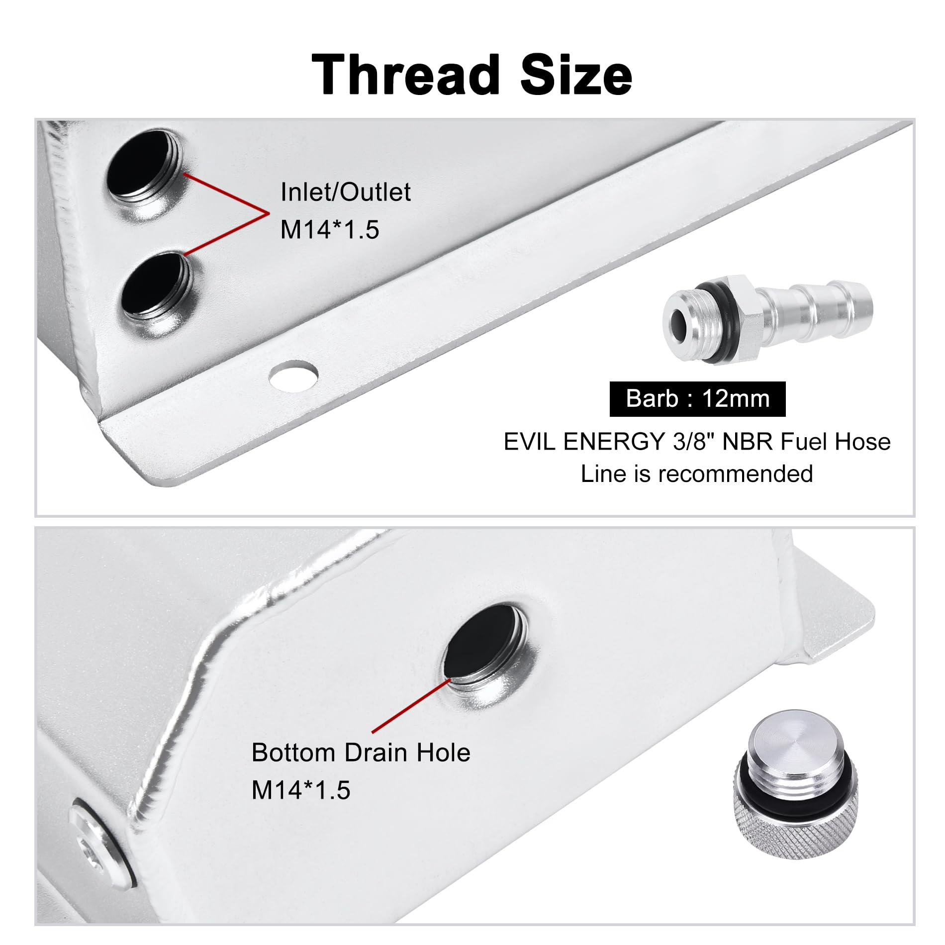 EVIL ENERGY level hose helps easily watch coolant levels during operation.