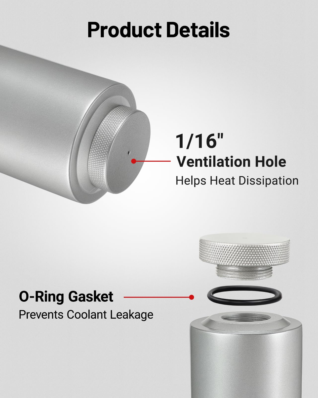 EVIL ENERGY overflow tank top vent hole details aid heat dissipation under use.