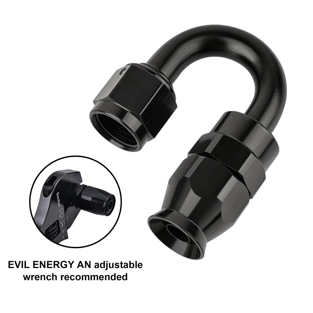 EVIL ENERGY PTFE end fitting supports E85, nitrous, and hydraulic lines