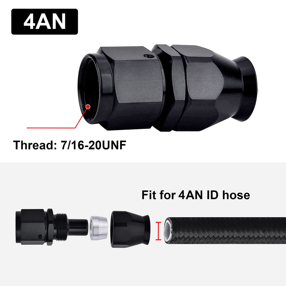 EVIL ENERGY 360-degree swivel PTFE hose end for easy alignment during installation.