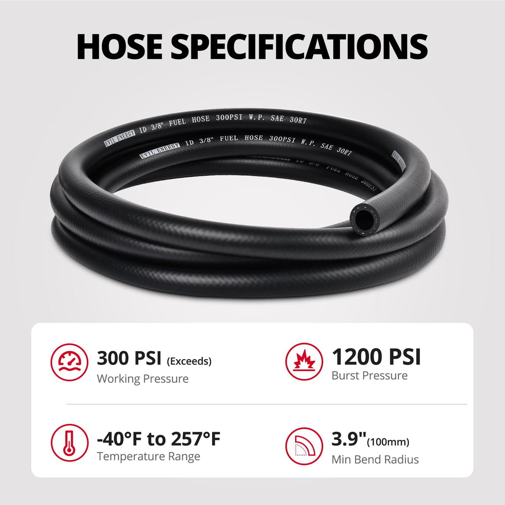 EVIL ENERGY NBR hose handles diesel and gasoline with reliable performance.