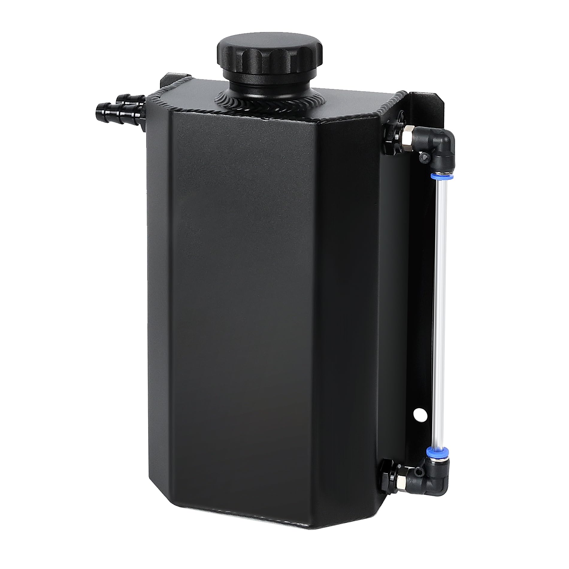 EVIL ENERGY radiator overflow tank with 2L capacity and black finish for universal fit.
