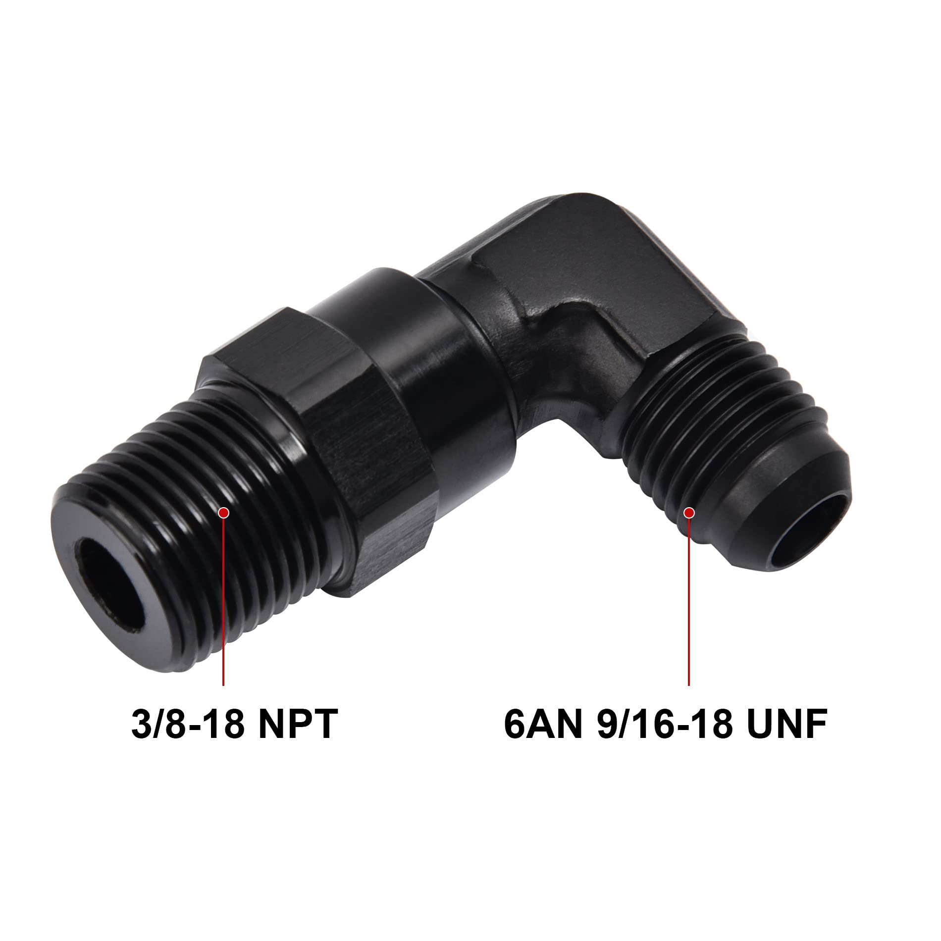 EVIL ENERGY aluminum 6061-T6 swivel fitting with black finish for durable high-pressure lines.