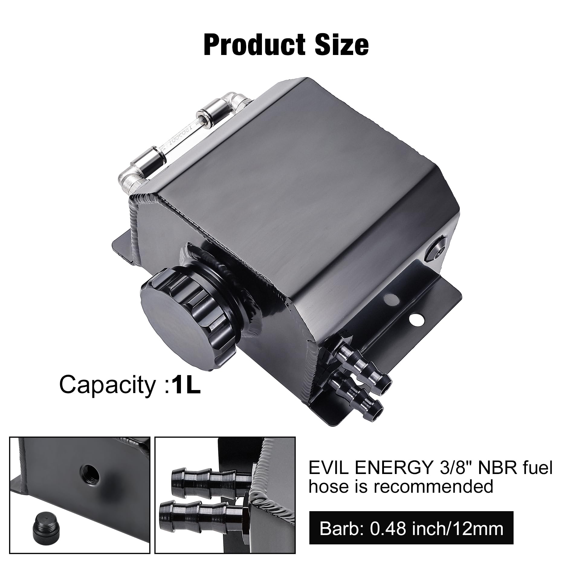 EVIL ENERGY aluminum TIG-welded cap close-up, ensures a tight seal and leak resistance.