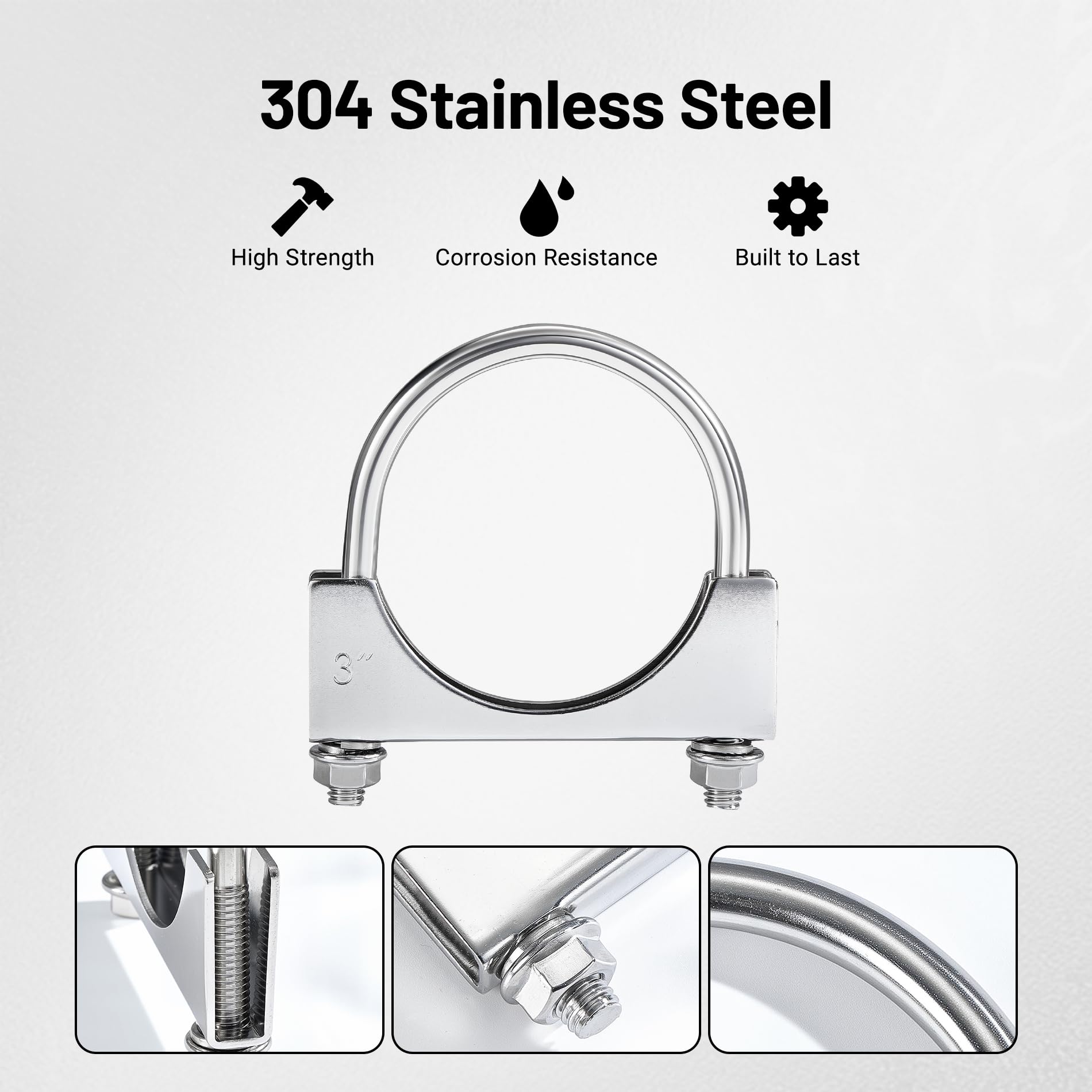 EVIL ENERGY U-bolt clamp includes saddles and nuts for easy installation.