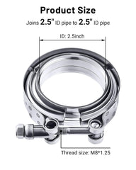 EVIL ENERGY V-Band clamp with 2.5-in female flange for secure mating.