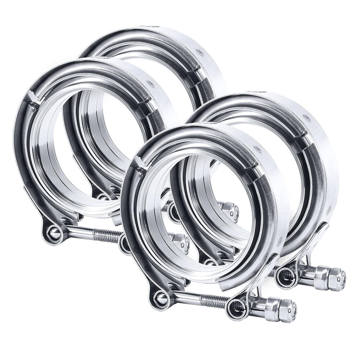 EVIL ENERGY V-Band clamp with 2.5-in male flange for quick exhaust installation.