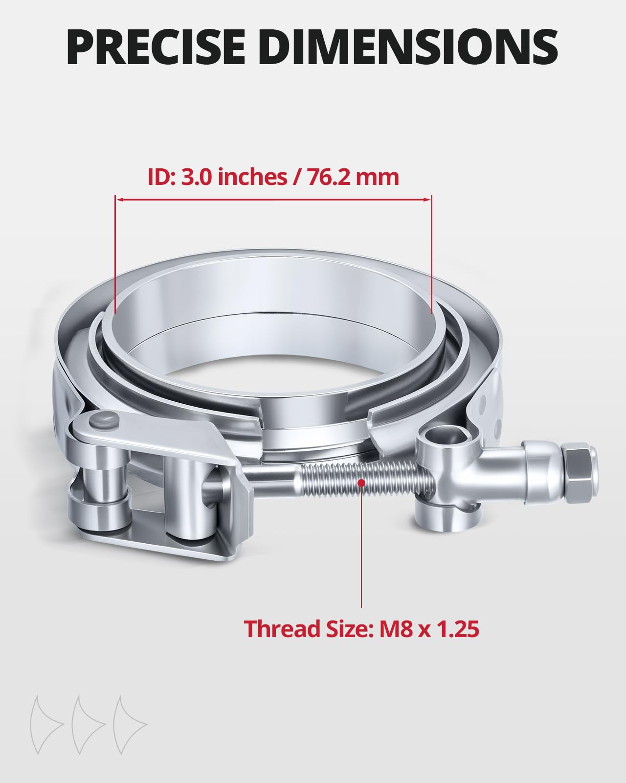 EVIL ENERGY V-Band flange male-female ensures precise alignment.