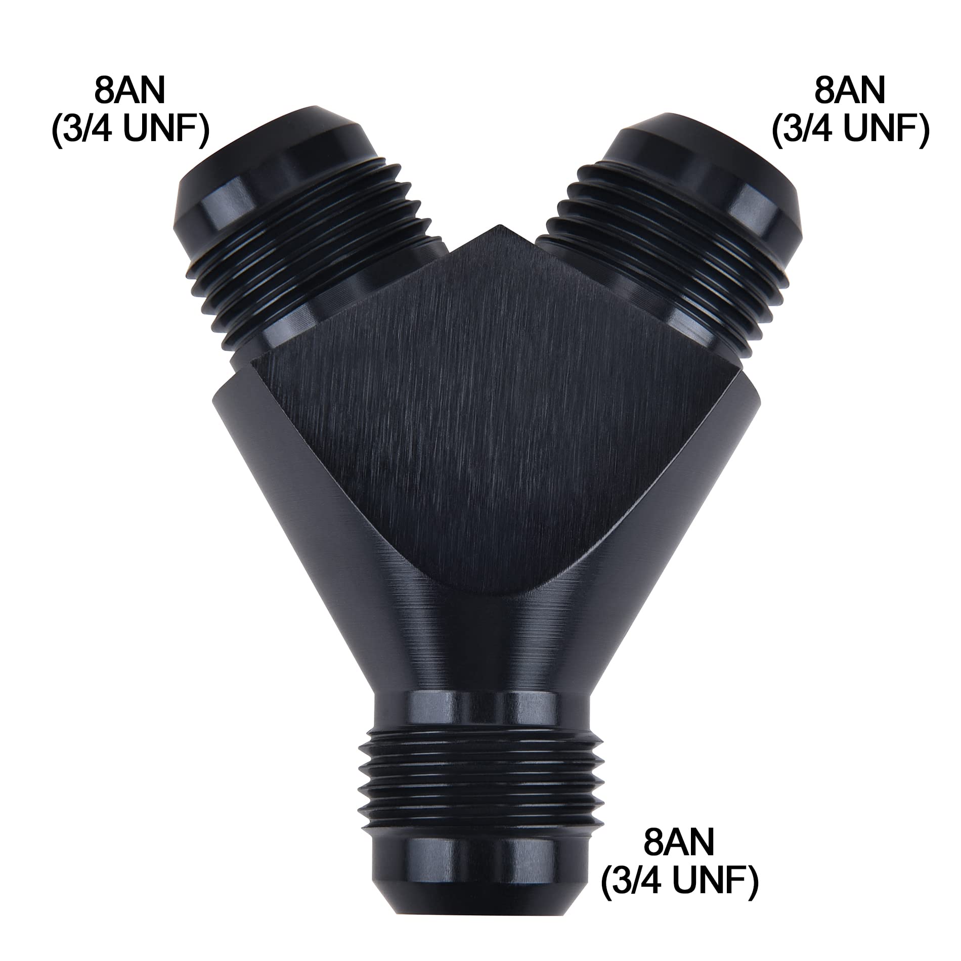 EVIL ENERGY Y block flare fitting outer view highlights rugged aluminum build.