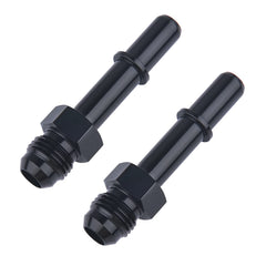 EVIL ENERGY 6AN to 3-8 SAE fitting close-up; durable aluminum for EFI lines.