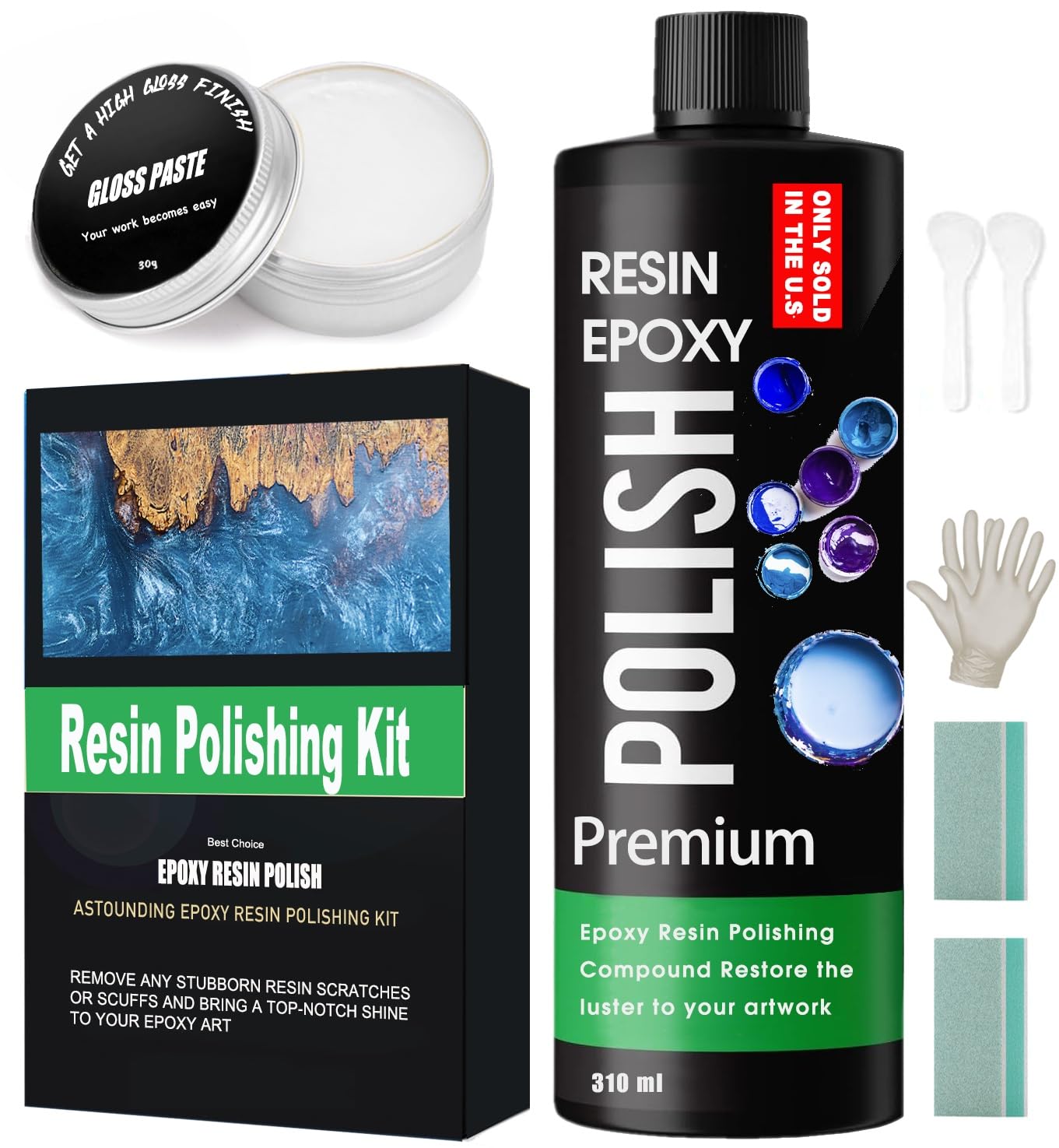 Evlisrtpk premium epoxy resin polishing kit box for easy storage and reference.