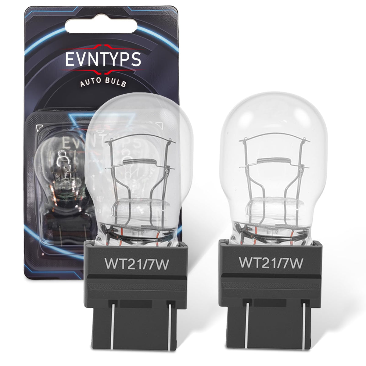 Evntyps WT21W halogen bulb front view for reliable 12V OEM replacement.