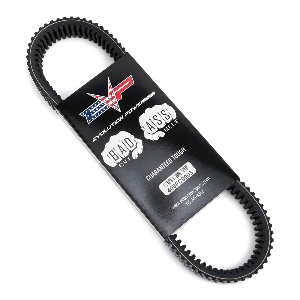 Evolution Powersports EVO Bad Ass Drive Belt for Can-Am Maverick X3 improves engagement and reliability.