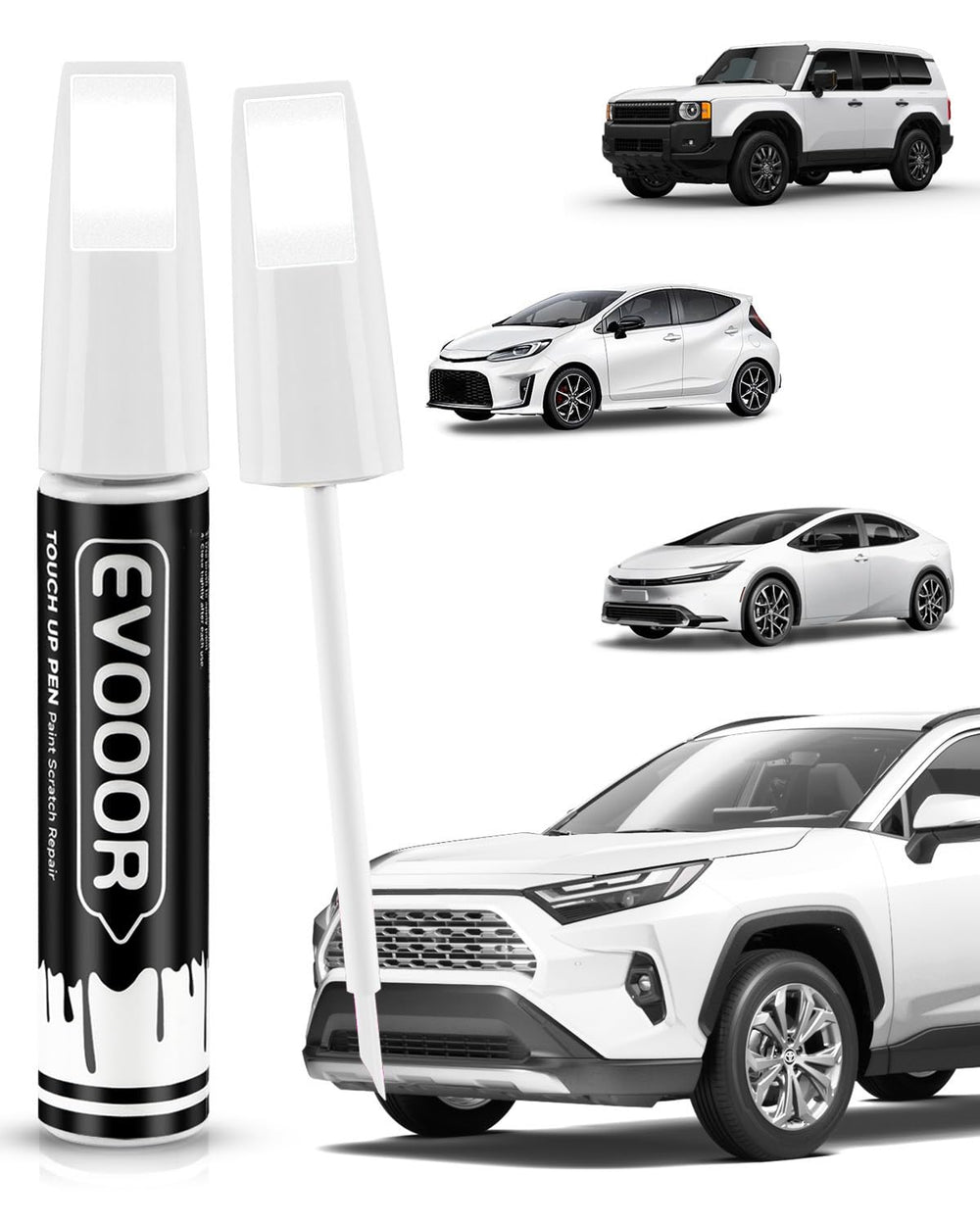 EVOOOR 040 Super White Ice Cap pen for precise Toyota color matching on chips