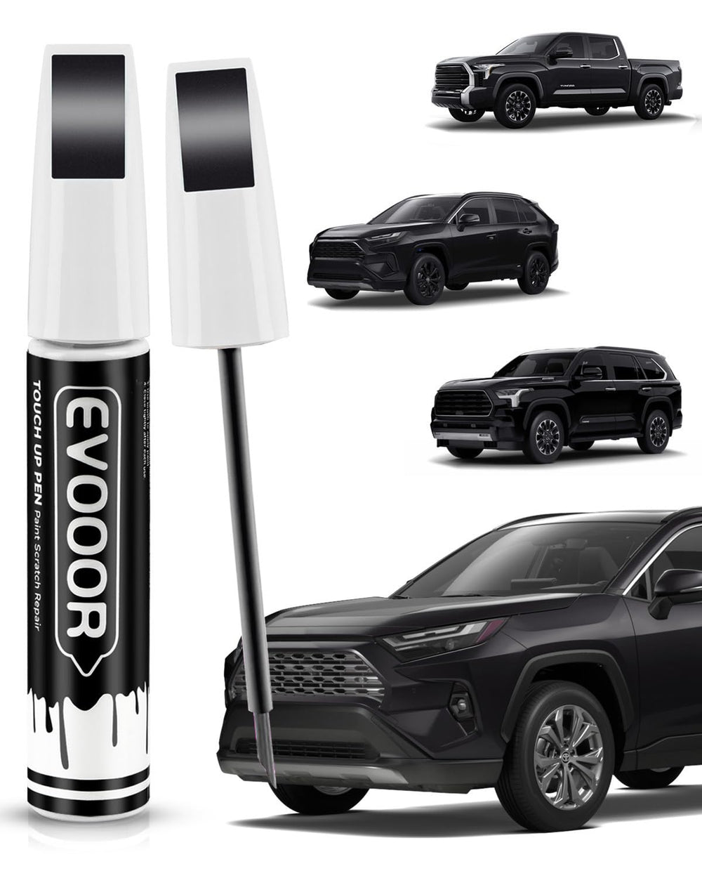 EVOOOR 202 cap enabling precise color application for chips on Toyota panels