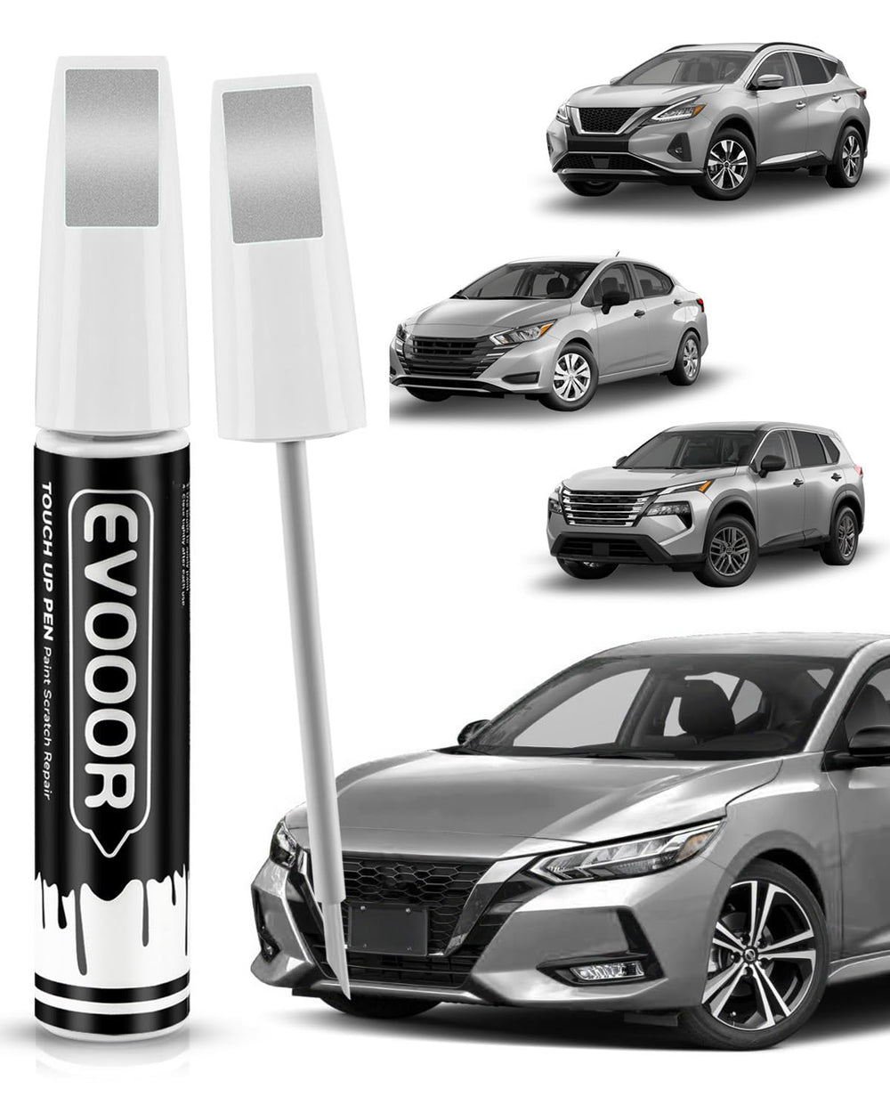 EVOOOR Nissan Brilliant Silver Metallic cap shows precise color match for touch ups