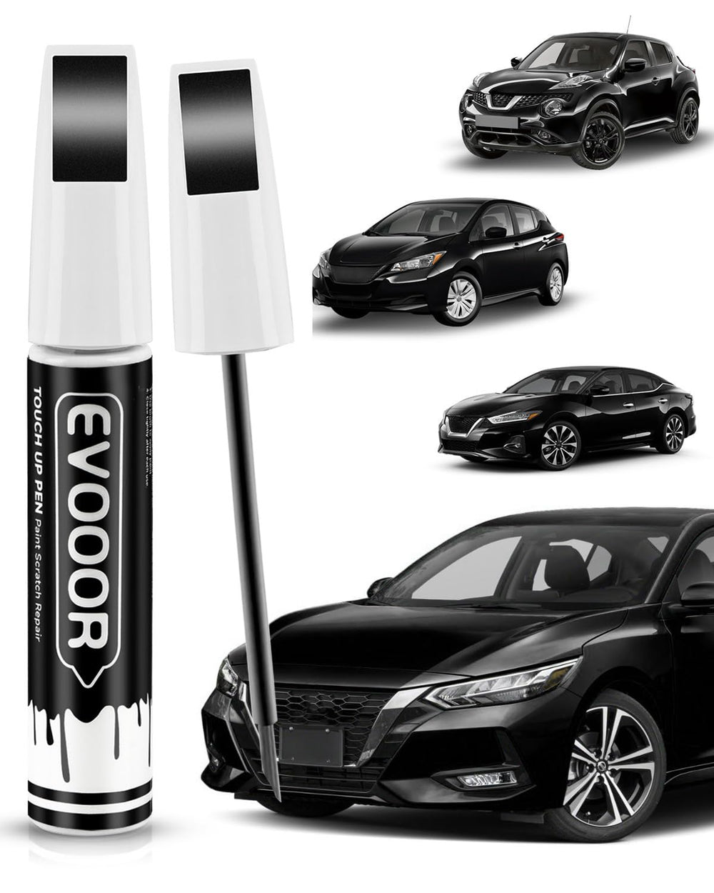 EVOOOR Nissan touch-up pen in Black Obsidian for precise color matching.