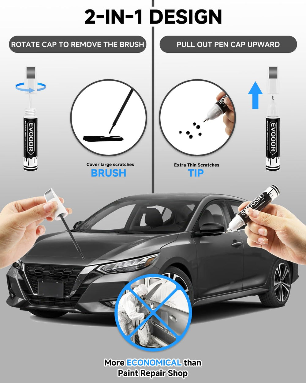 EVOOOR touch-up pen tip for accurate chip repair on Nissan