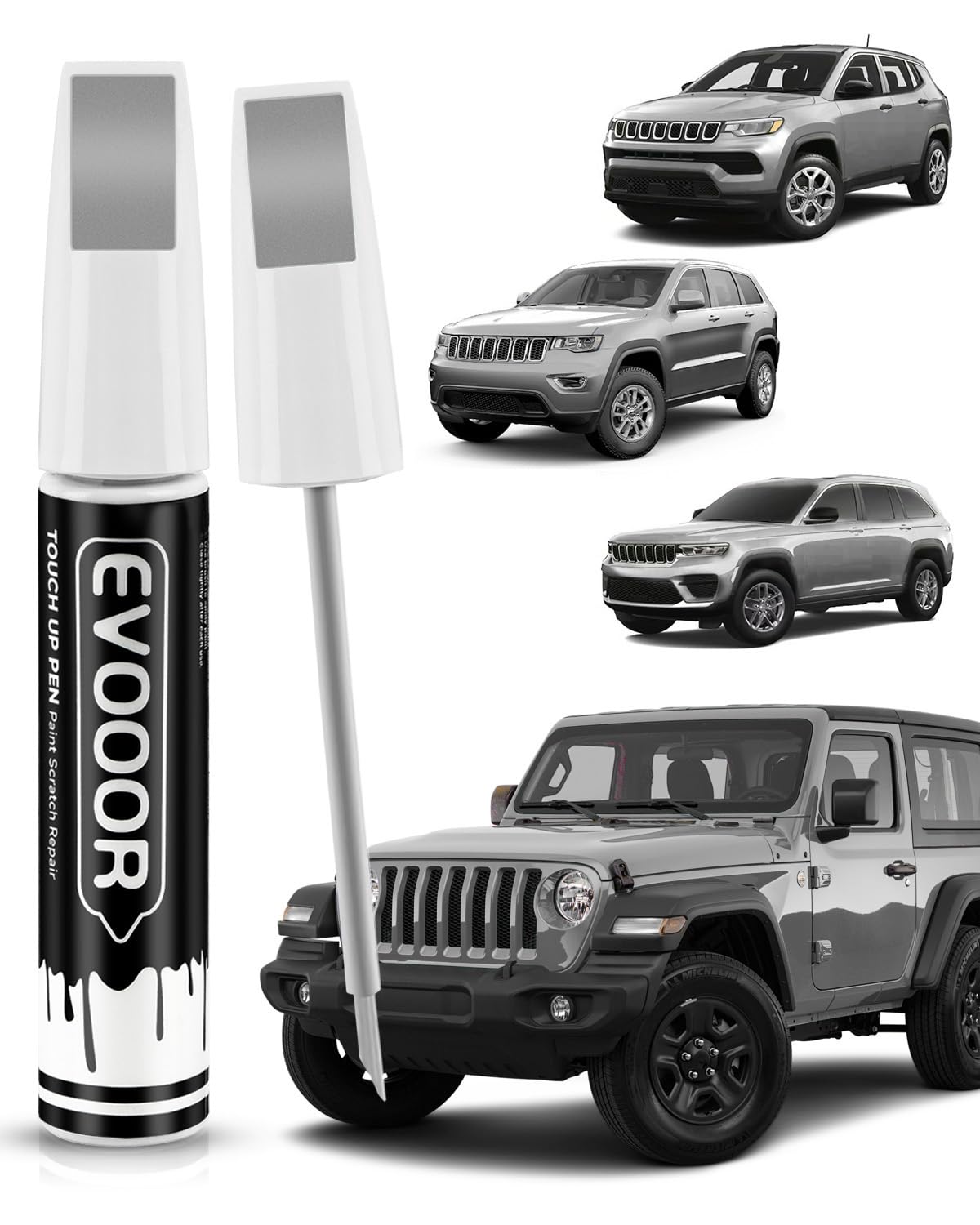 EVOOOR billet-silver touch up cap shows precise color matching for Jeeps