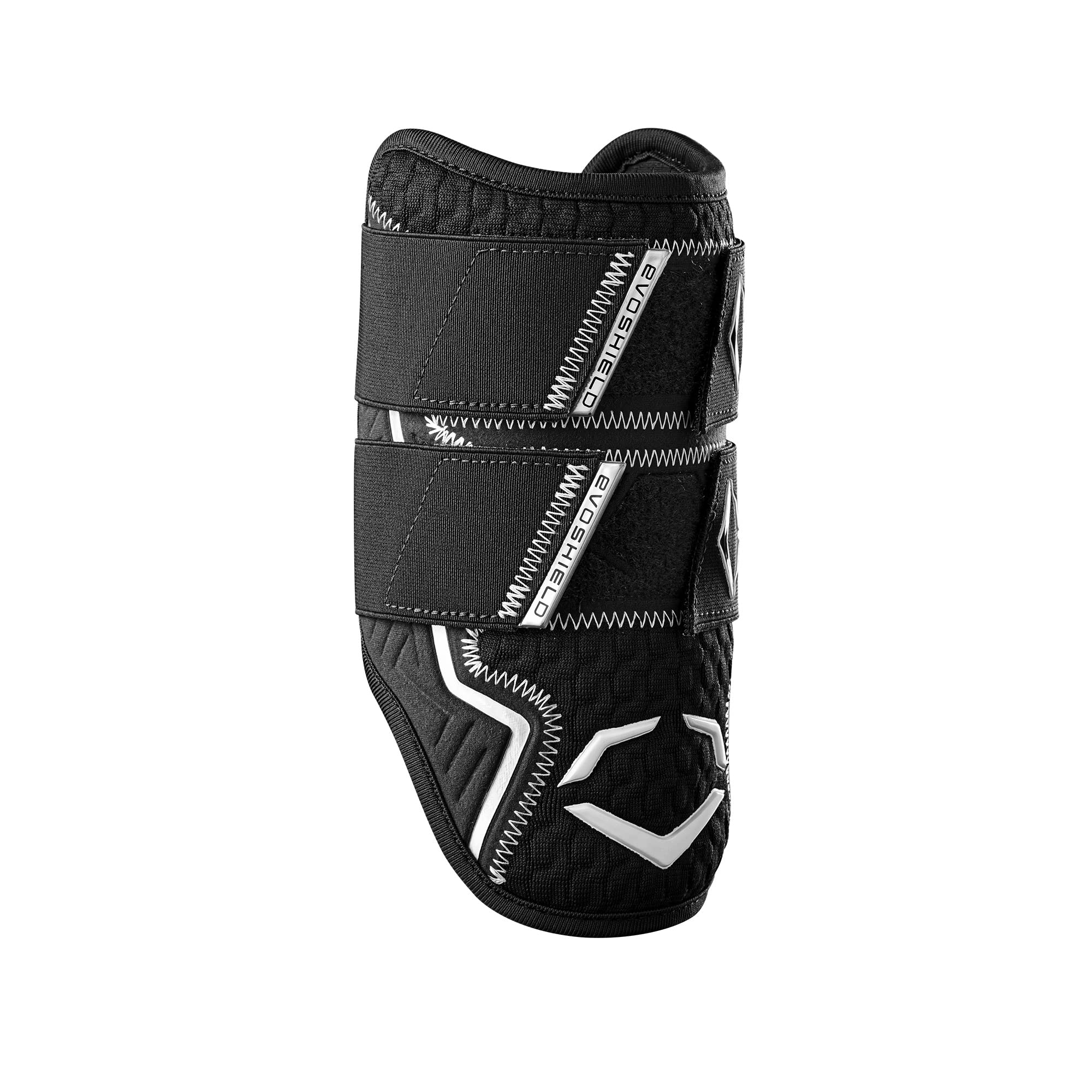 EvoShield Pro-SRZ 2.0 elbow guard front view showing full-coverage protection for powerful swings.