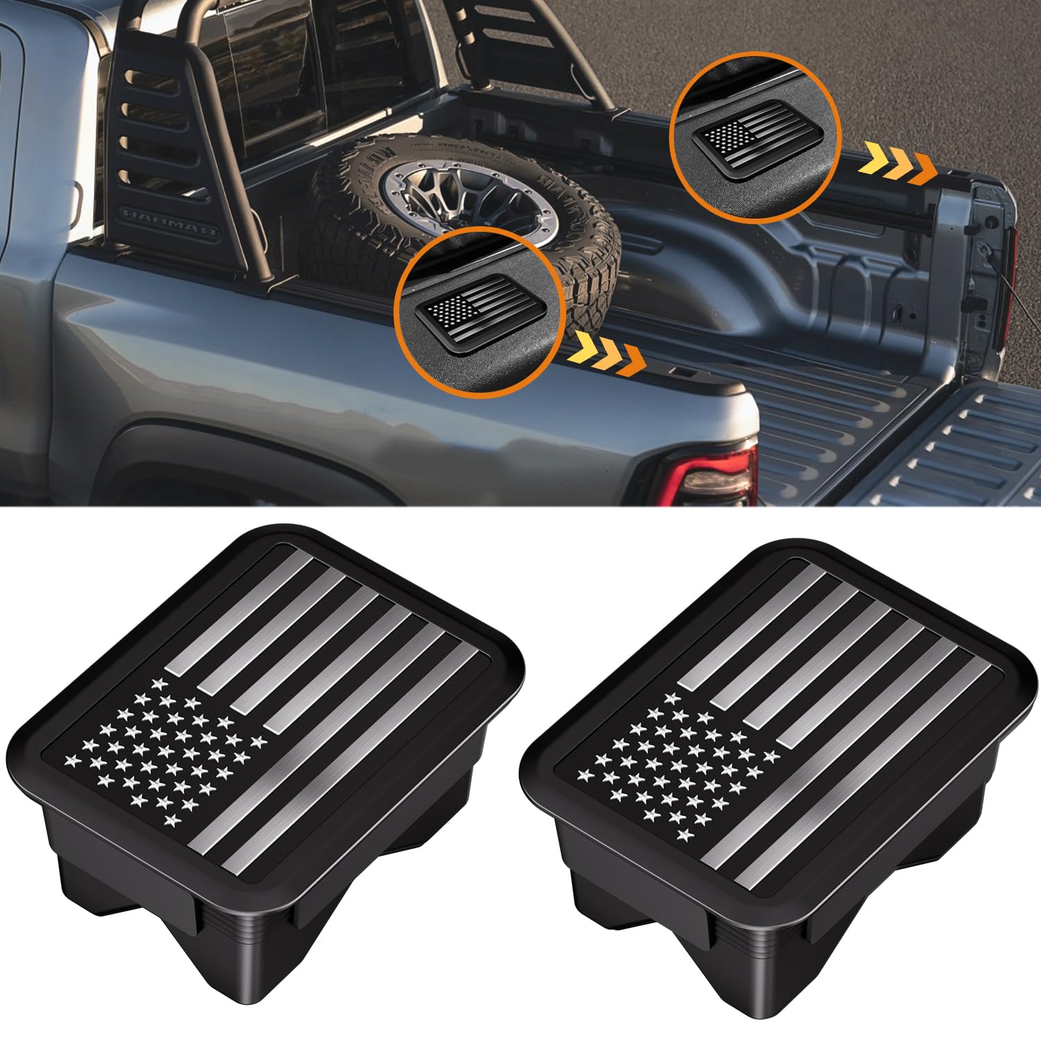 EVPLNT Ram 1500 bed rail caps front view protecting rear pockets from debris.