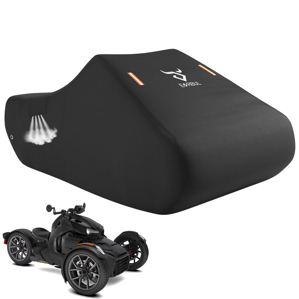EVRBUL 3-Wheel Cover in heavy-duty 420D fabric protects Can-Am Ryker outdoors
