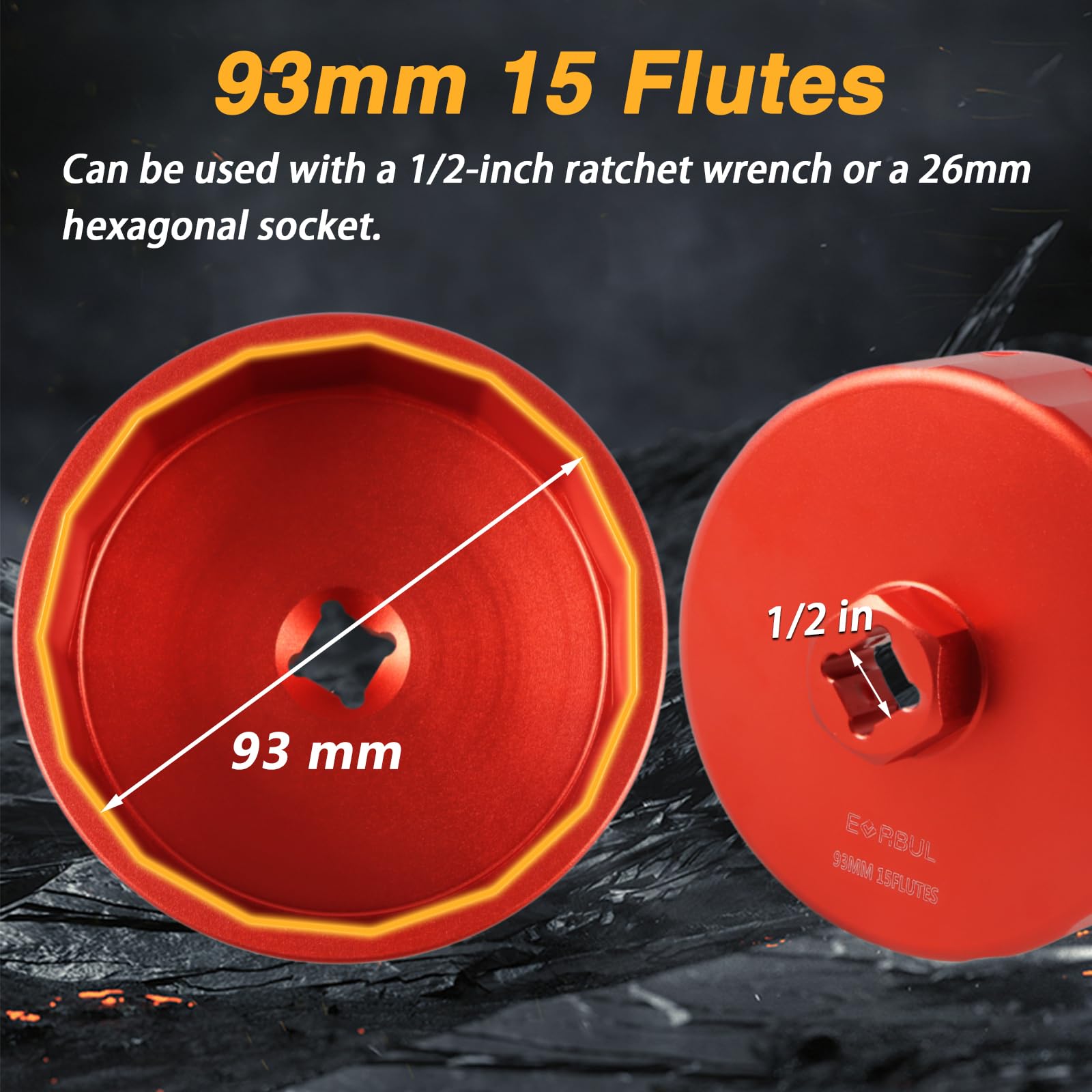 EVRBUL 6061 aluminum oil filter wrench offers durable, corrosion-resistant performance.