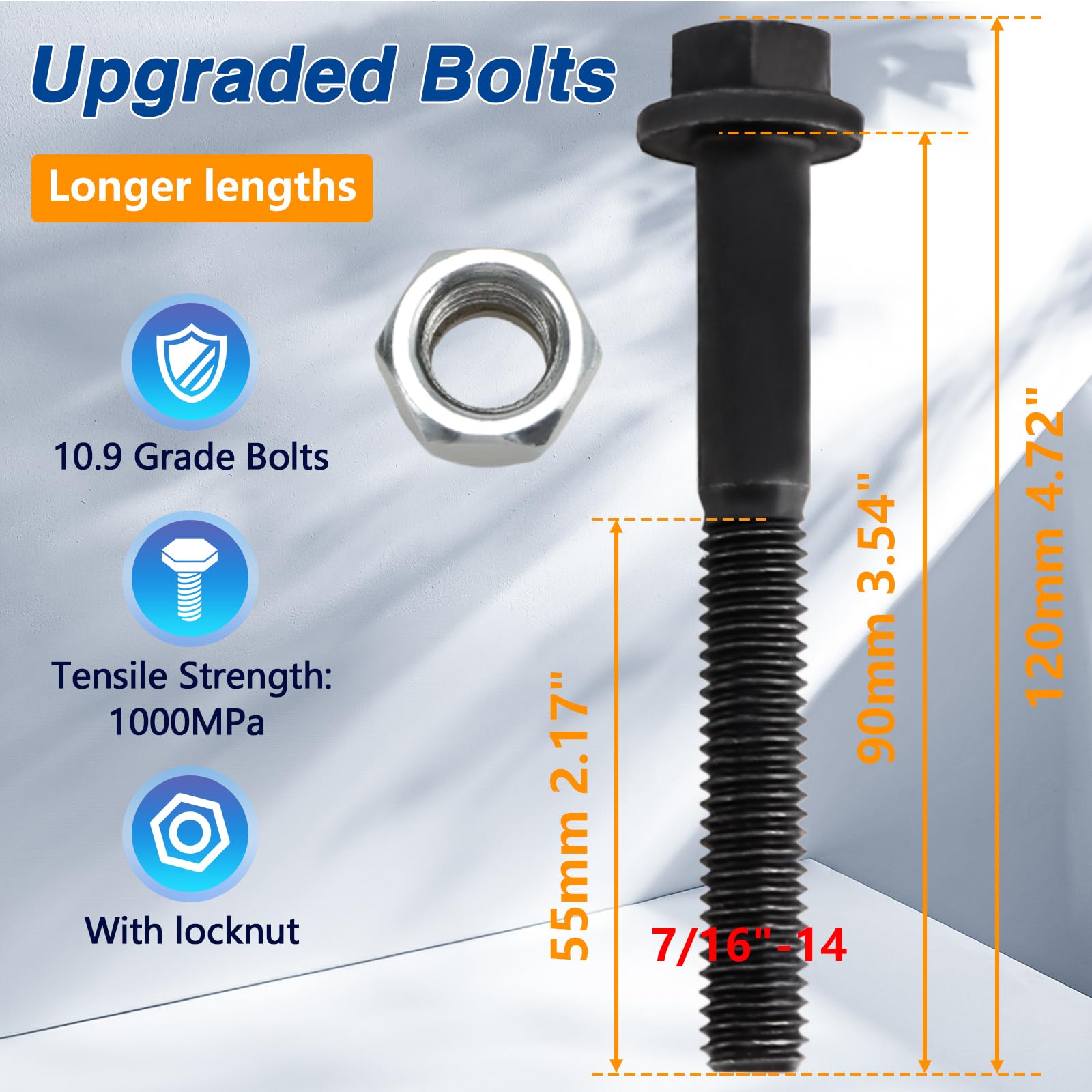 EVRBUL extended length bolts provide secure mounting