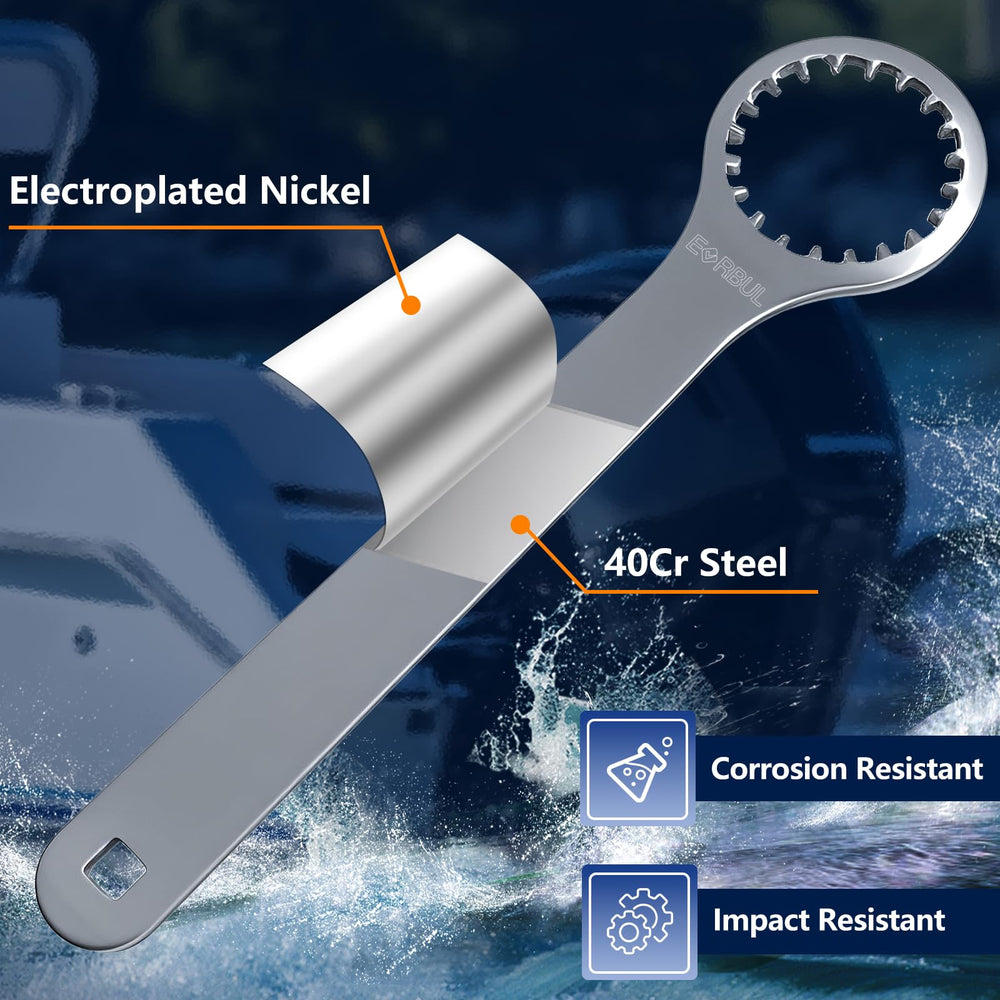 EVRBUL wrench close-up shows 40Cr steel strength for durability
