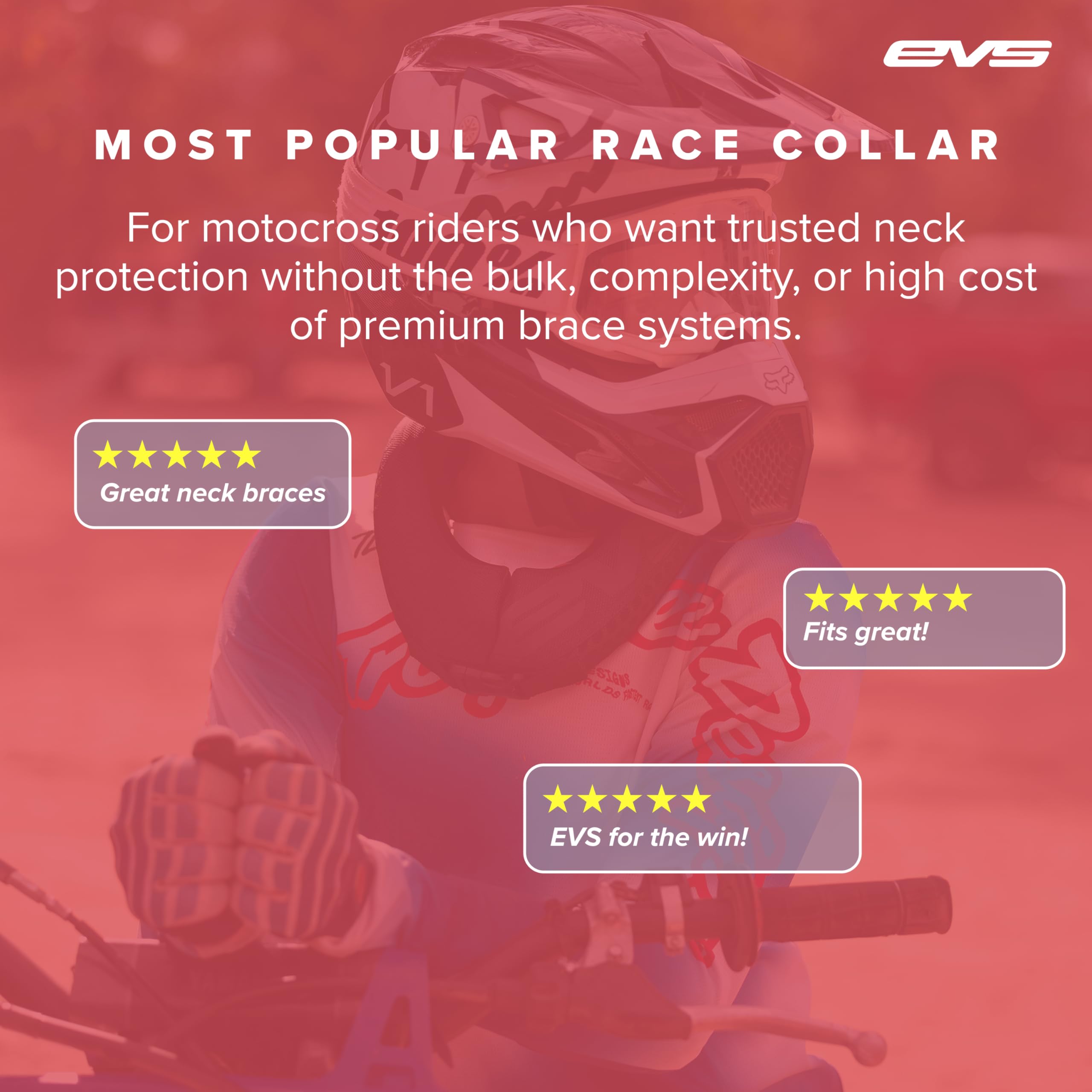 EVS R2 neck support in action on track showing stability through jumps.