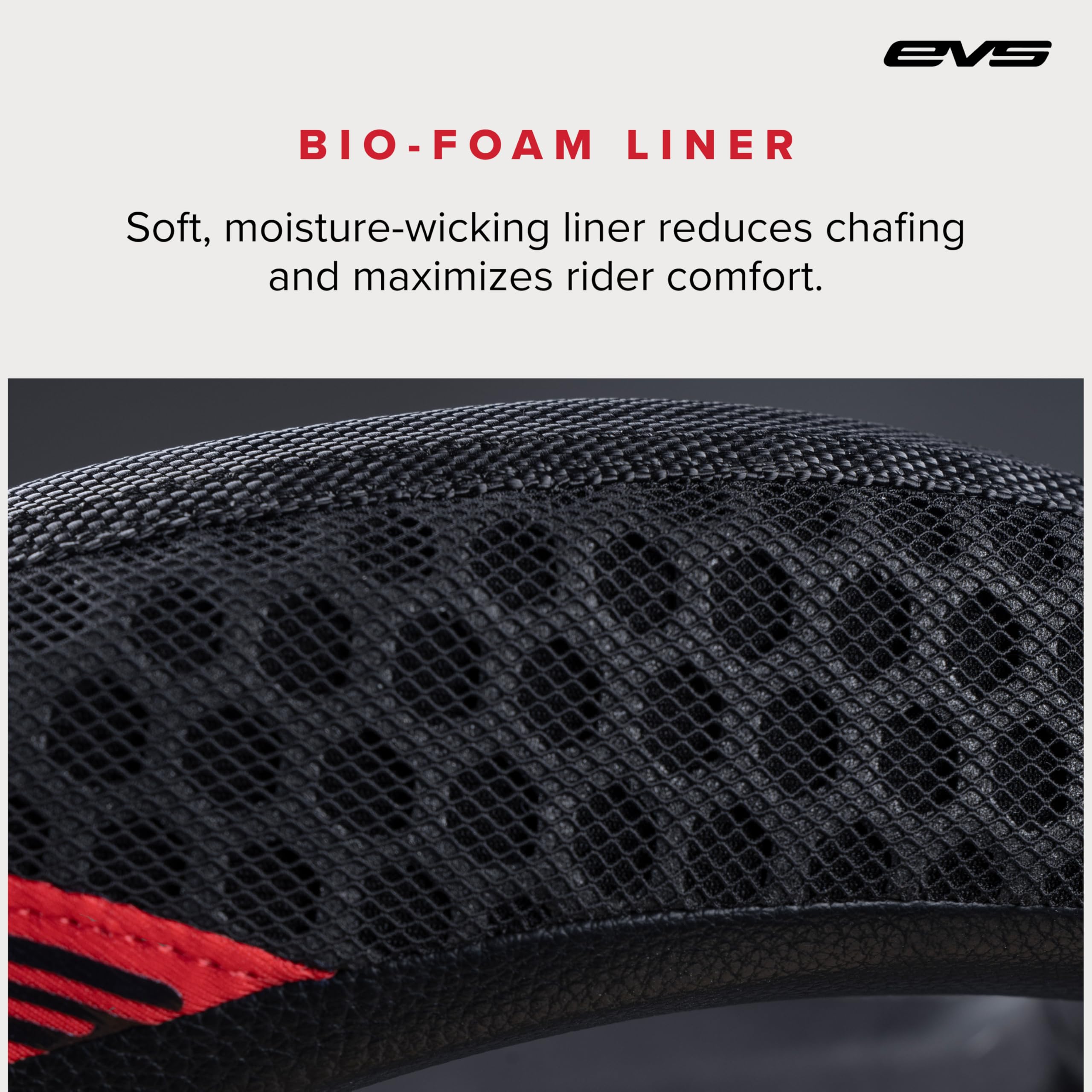 EVS R2 neck support durable nylon shell withstands rugged riding conditions.