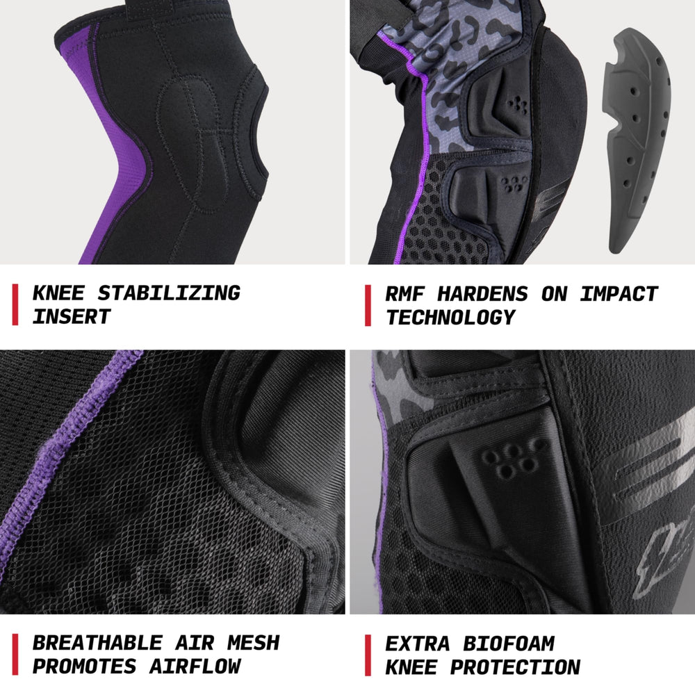 Close-up of reactive memory foam on EVS Slayco96 knee guard.